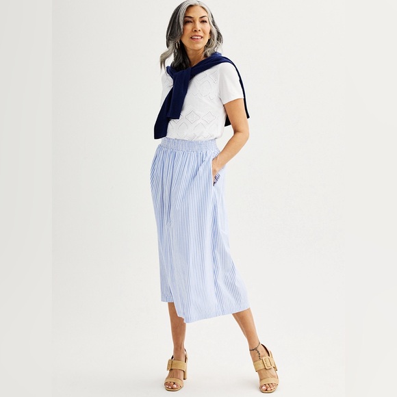 croft & barrow Dresses & Skirts - NWT! Women’s blue/white stripe midi skirt size XXL
